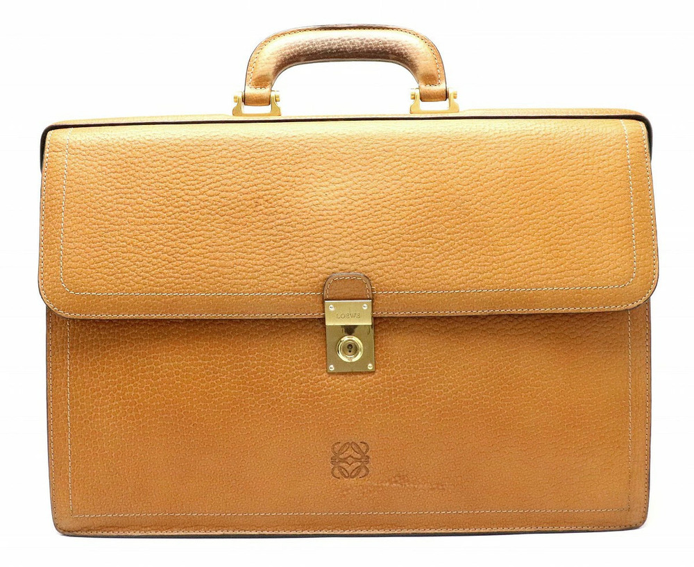 Loewe Anagram Bag Briefcase Business Case Leather Brown